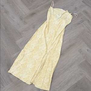 Paper Heart Elegant Yellow Floral Midi slip Dress SZ Medium